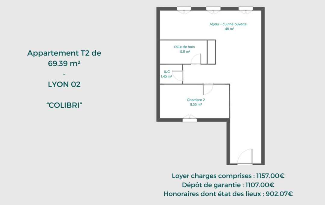 Annonces NEUVILLE : Appartement | LYON (69002) | 69 m2 | 1 157 € 